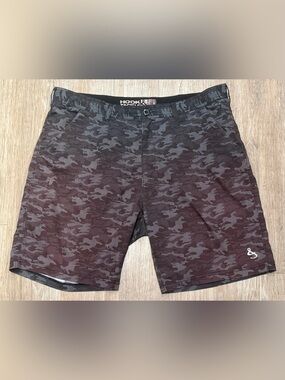 Hook & Tackle Mens Dot Camo Shorts Flat Front Fishing Outdoor Gray Black Size 38